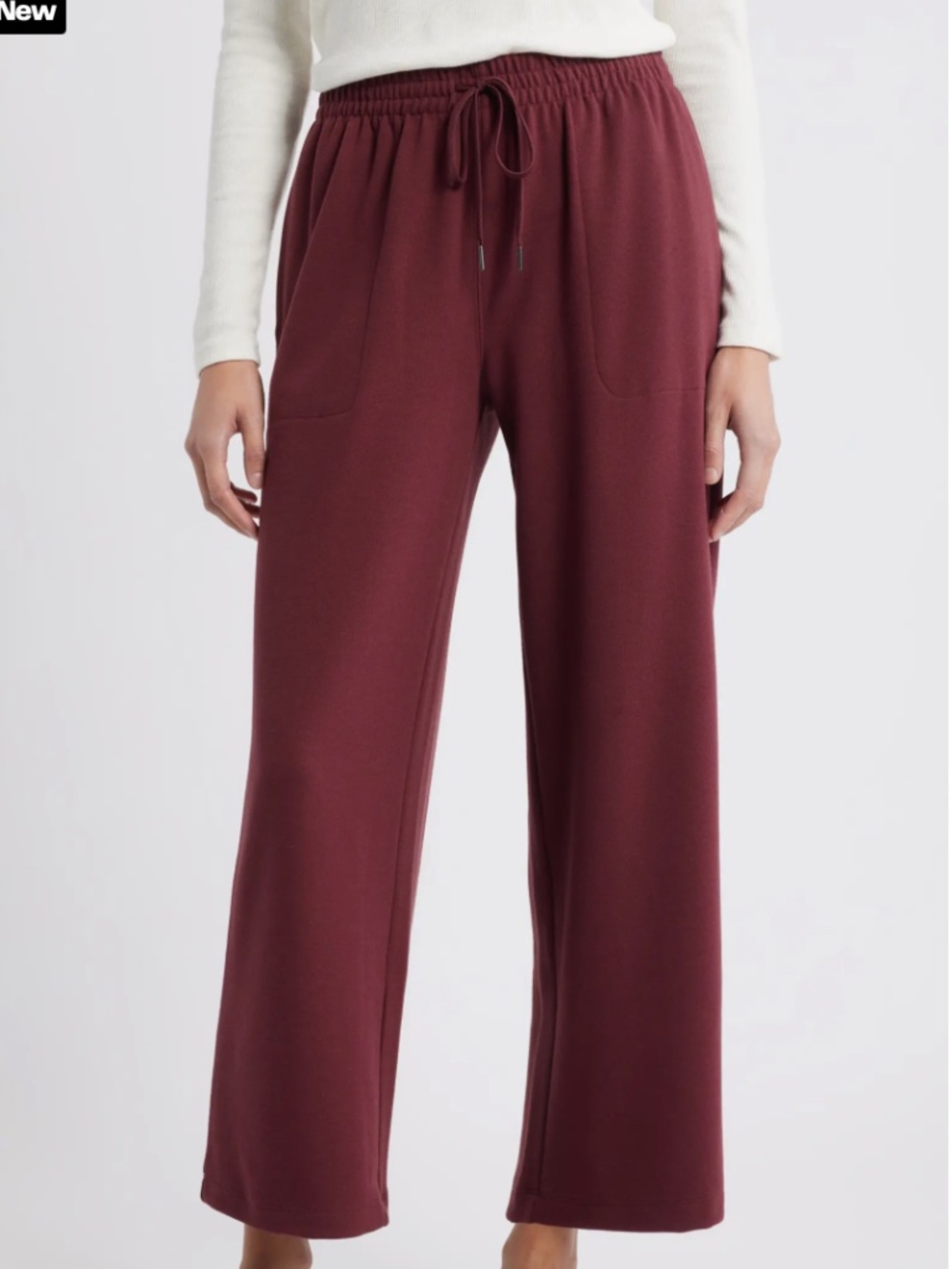 Caslon Wide Leg Sweatpants in Burgundy Size XXS MSRP $70